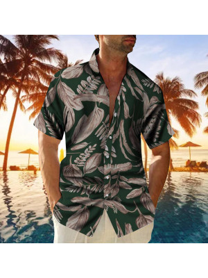 Mens Short Sleeve Palm Tree Hawaii Shirts Summer Beach Floral T Shirt Beach Tops