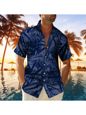 Mens Short Sleeve Palm Tree Hawaii Shirts Summer Beach Floral T Shirt Beach Tops