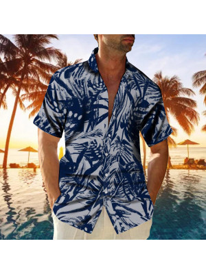 Mens Short Sleeve Palm Tree Hawaii Shirts Summer Beach Floral T Shirt Beach Tops