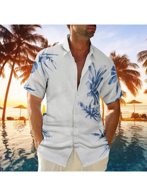 Mens Short Sleeve Palm Tree Hawaii Shirts Summer Beach Floral T Shirt Beach Tops