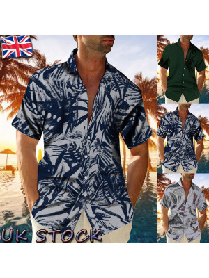 Mens Short Sleeve Palm Tree Hawaii Shirts Summer Beach Floral T Shirt Beach Tops