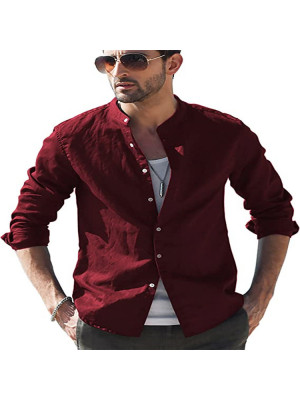 Mens V Neck Solid Long Sleeve T-Shirt Summer Loose Casual Formal Blouse Tops UK