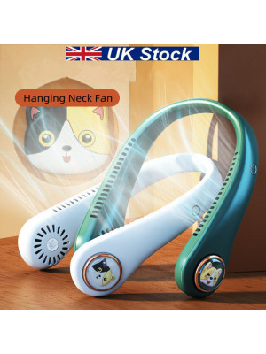 Mini Neckband Fan Bladeless Lazy Neck Hanging Cooler USB Rechargeable UK