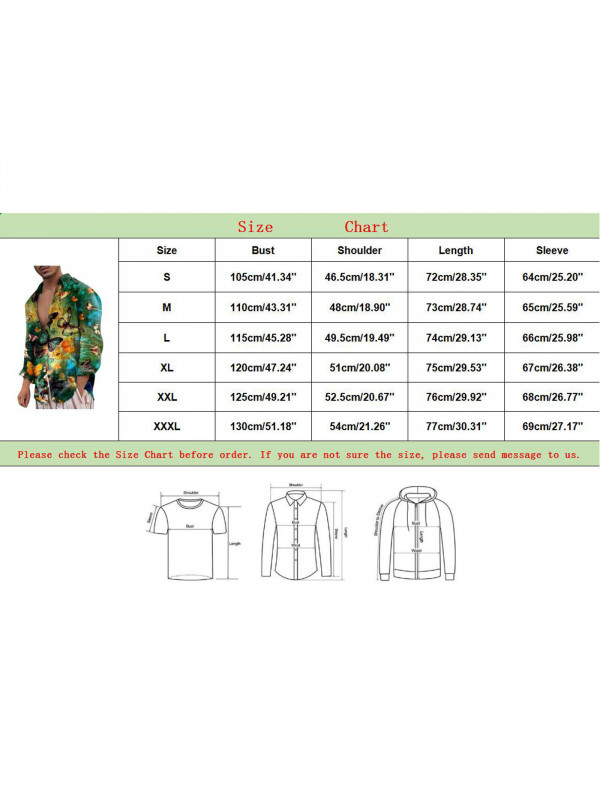 Mens Casual Printing Linen Shirt Long Sleeve Loose Blouse Button Breathable Tops