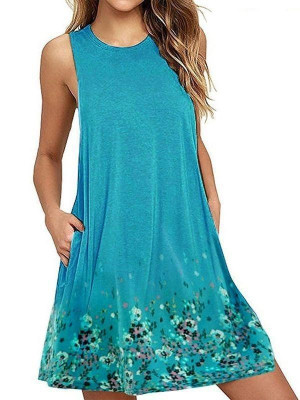 Womens Summer Floral Printing Midi Dress Ladies Holiday Beach Cami Vest Sundress