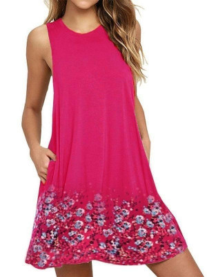 Womens Summer Floral Printing Midi Dress Ladies Holiday Beach Cami Vest Sundress