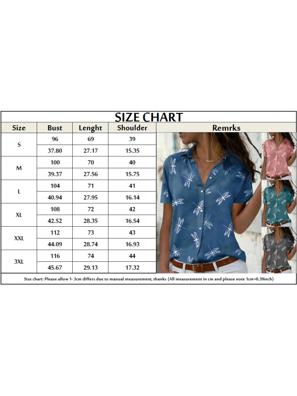 Womens Short Sleeve Tops Casual T Shirt Ladies Work OL Button Blouse Tee Size UK