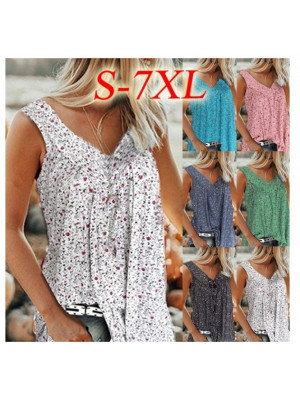 Plus Size Womens Sleeveless Floral Vest Tops Ladies Casual Tank Blouse Shirt Tee