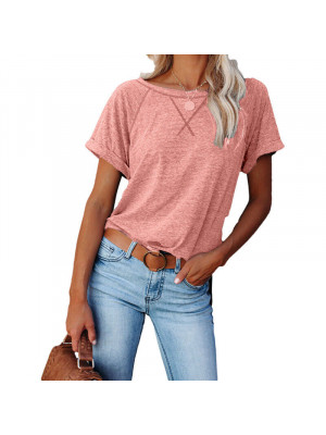 Womens Short Sleevel Loose Crew Neck T Shirt Ladies Summer Cami Blouse Tops Tee