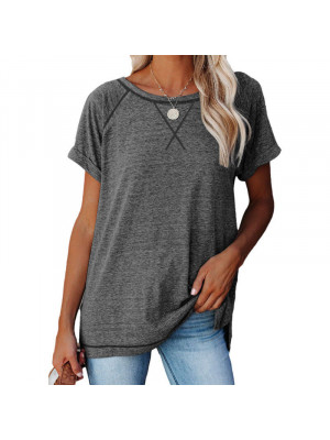 Womens Short Sleevel Loose Crew Neck T Shirt Ladies Summer Cami Blouse Tops Tee