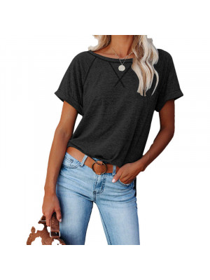 Womens Short Sleevel Loose Crew Neck T Shirt Ladies Summer Cami Blouse Tops Tee