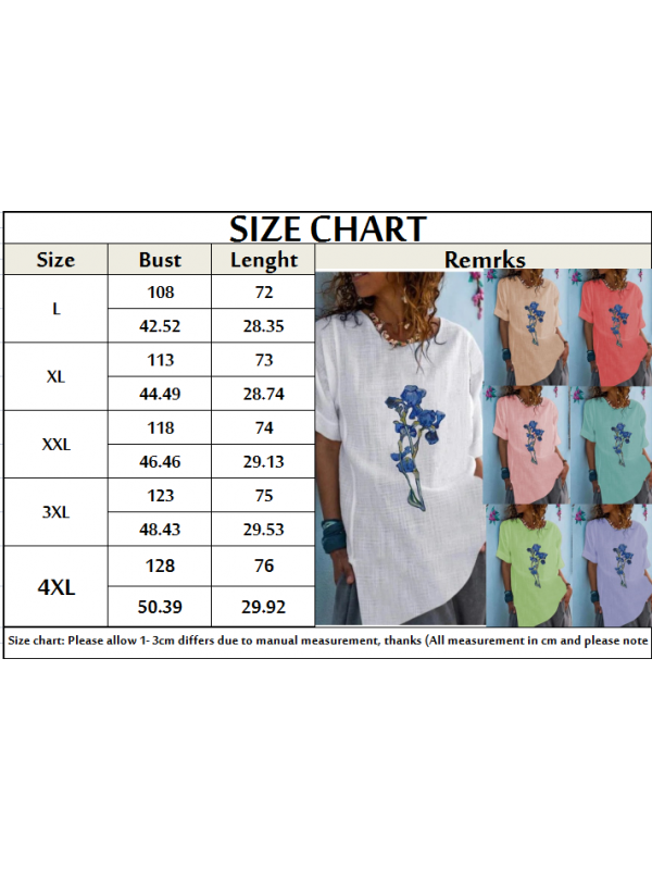 Womens Casual Loose Tops Ladies Round Neck Short Sleeve Floral T Shirts Blouse