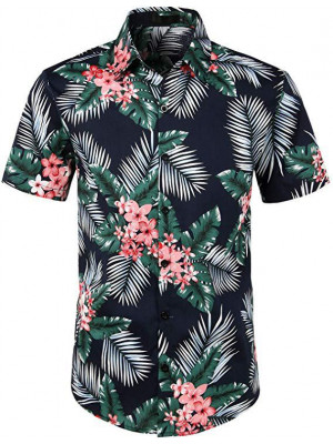 Men's Digital Printing Blouse Hawaiian Summer Beach Short Sleeve T Shirt Top