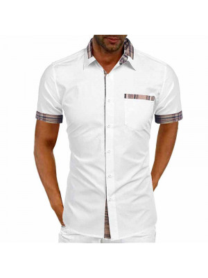 Mens Shirts Tops Summer Short Sleeve Casual Loose Buttons T-shirt Pocket Blouse