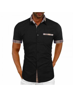 Mens Shirts Tops Summer Short Sleeve Casual Loose Buttons T-shirt Pocket Blouse