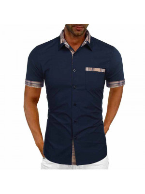 Mens Shirts Tops Summer Short Sleeve Casual Loose Buttons T-shirt Pocket Blouse