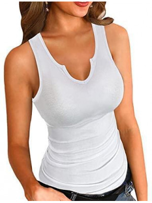 Womens V Neck Vest Tops Ladies Blouse Sleeveless Summer Tank Slim T-shirt Plain