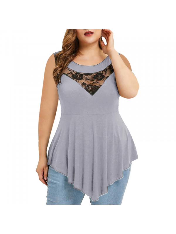 Womens Floral Lace Sleeveless Summer Vest Tops Ladies Casual Tank T-shirt Tee UK