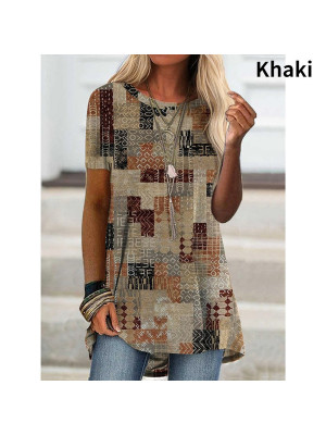 Womens Tunic Long Tops Shirts Blouse Plus Size Ladies Print Pullover T-shirt Tee