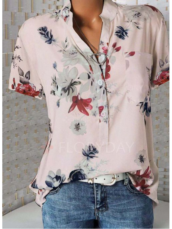 Ladies Short Sleeve Tops Womens Print Slim Blouse Tee Plus Size Summer T Shirt