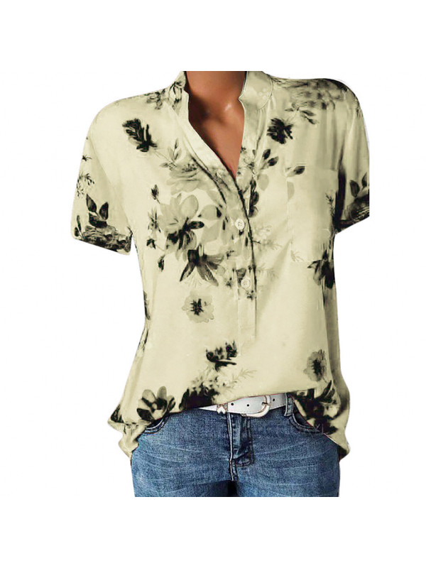 Ladies Short Sleeve Tops Womens Print Slim Blouse Tee Plus Size Summer T Shirt