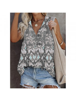 Plus Size Women Sleeveless Summer T Shirt Tops Ladies Print Vest Cami Tank Tees