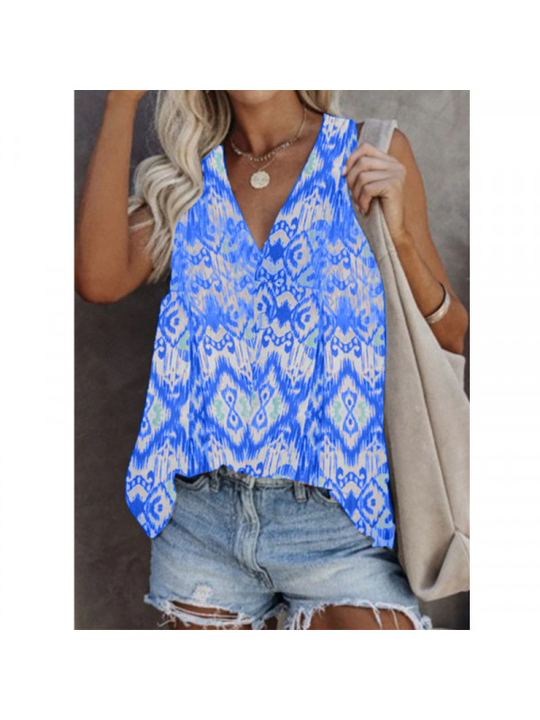 Plus Size Women Sleeveless Summer T Shirt Tops Ladies Print Vest Cami Tank Tees