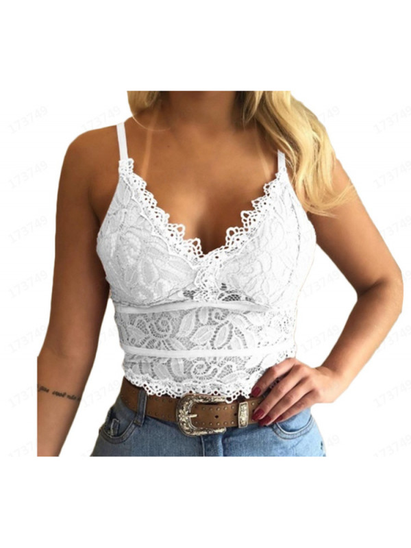 Womens Lace V Neck Sexy Bustier Bralette Bralet Bra Crop Top Cami Vest Camisole