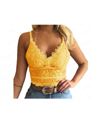 Womens Lace V Neck Sexy Bustier Bralette Bralet Bra Crop Top Cami Vest Camisole