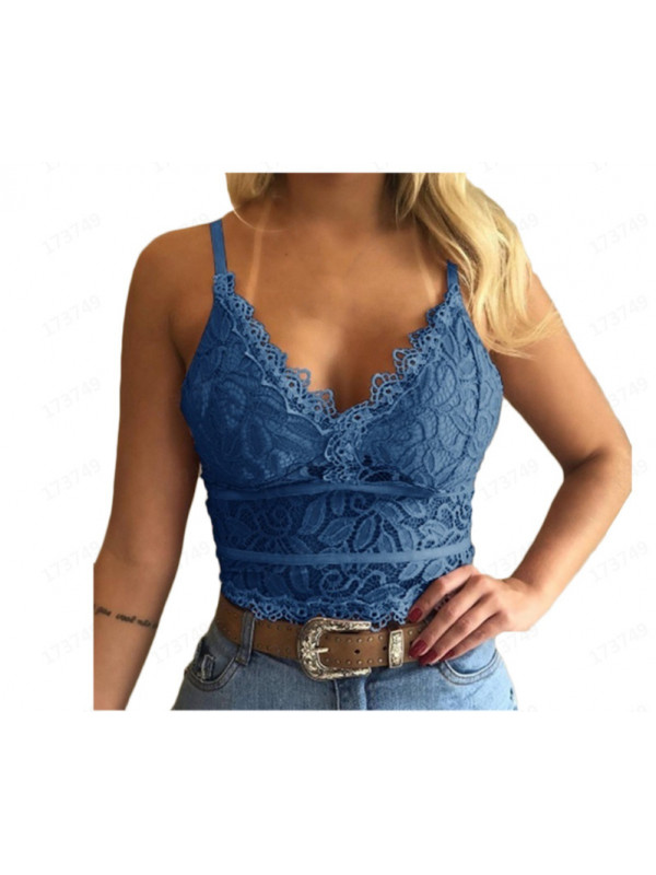 Womens Lace V Neck Sexy Bustier Bralette Bralet Bra Crop Top Cami Vest Camisole