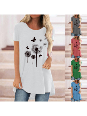 Women Ladies Plus Size T Shirt Casual Tunic Long Tops Summer Short Sleeve Blouse