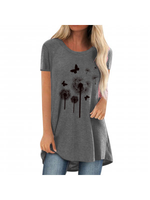 Women Ladies Plus Size T Shirt Casual Tunic Long Tops Summer Short Sleeve Blouse