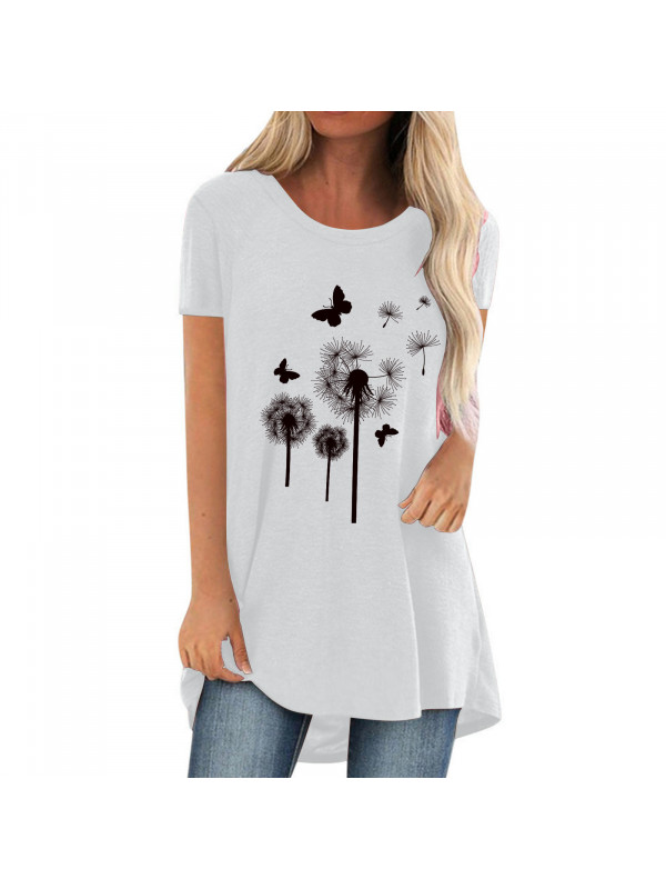 Women Ladies Plus Size T Shirt Casual Tunic Long Tops Summer Short Sleeve Blouse