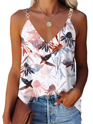 Sexy Womens V-neck Cami Floral Vest Tank Top Ladies Sleeveless Camisole T Shirt