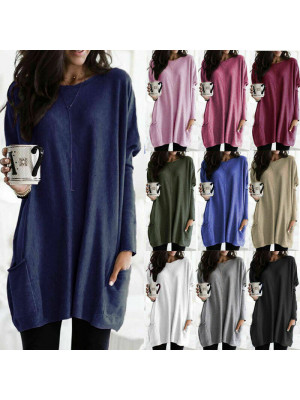 Womens Long Sleeve Pullover T-shirt Ladies Loose Casual Tops Tunic Jumper Blouse