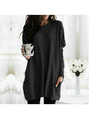 Womens Long Sleeve Pullover T-shirt Ladies Loose Casual Tops Tunic Jumper Blouse