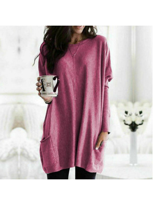 Womens Long Sleeve Pullover T-shirt Ladies Loose Casual Tops Tunic Jumper Blouse