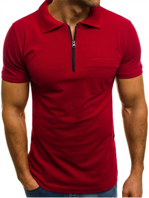 Mens Short Sleeve Polo Shirt Golf Hawaiian Slim Fit Zipper Tops T Shirt Blouse