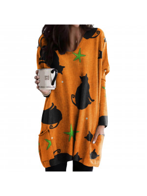 Womens Halloween Tops Long Sleeve T Shirt Ladies Pullover Casual Dress Blouse