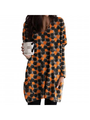 Womens Halloween Tops Long Sleeve T Shirt Ladies Pullover Casual Dress Blouse