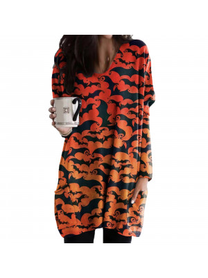 Womens Halloween Tops Long Sleeve T Shirt Ladies Pullover Casual Dress Blouse