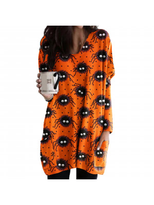 Womens Halloween Tops Long Sleeve T Shirt Ladies Pullover Casual Dress Blouse