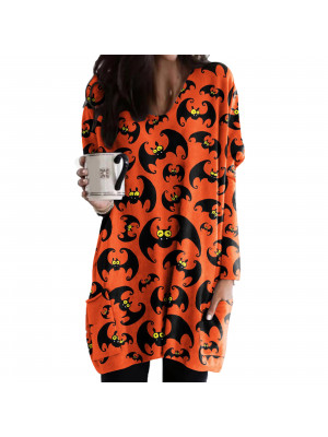 Womens Halloween Tops Long Sleeve T Shirt Ladies Pullover Casual Dress Blouse