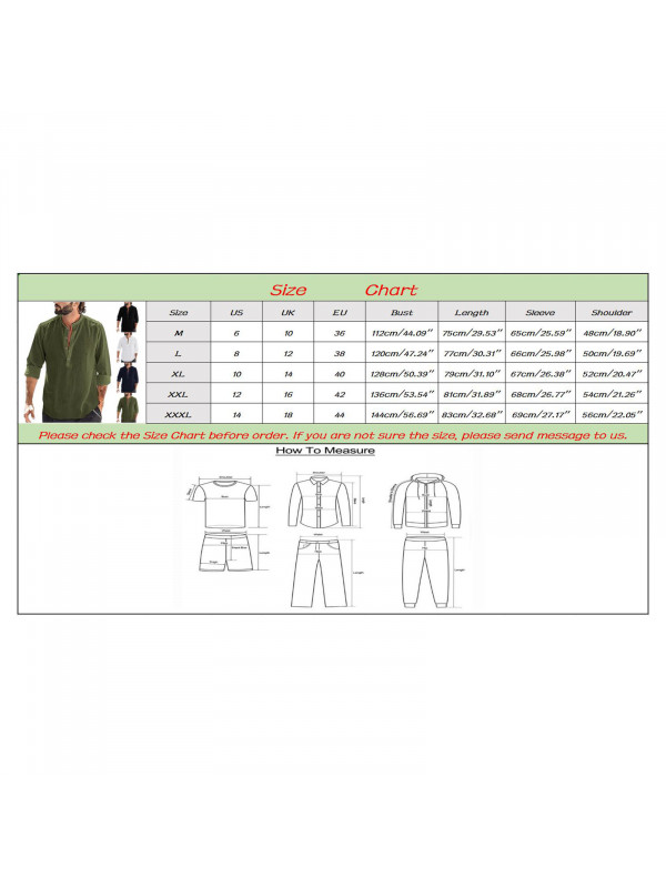 Mens Cotton Linen Blouse Long Sleeve Plain Baggy Button Casual Dress Shirt Tops