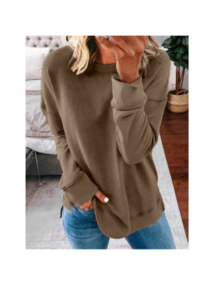 Womens Crew Neck Pullover T Shirt Ladies Long Sleeve Tops Casual Loose Blouse