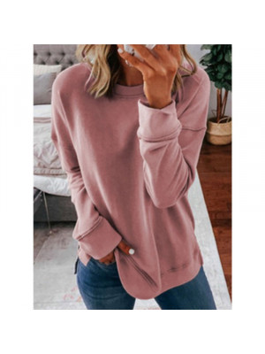 Womens Crew Neck Pullover T Shirt Ladies Long Sleeve Tops Casual Loose Blouse