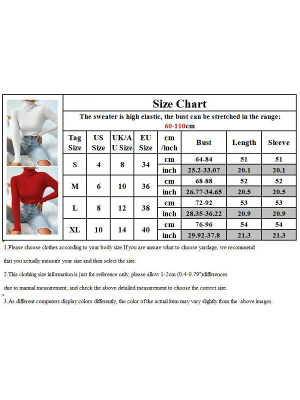 Womens Turtleneck Knitted Jumper T Shirt Ladies Slim Fit Long Sleeve Blouse Tops