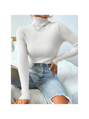 Womens Turtleneck Knitted Jumper T Shirt Ladies Slim Fit Long Sleeve Blouse Tops