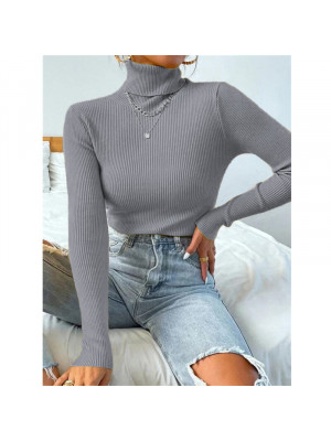 Womens Turtleneck Knitted Jumper T Shirt Ladies Slim Fit Long Sleeve Blouse Tops