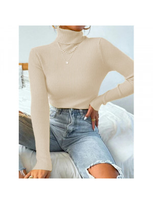 Womens Turtleneck Knitted Jumper T Shirt Ladies Slim Fit Long Sleeve Blouse Tops